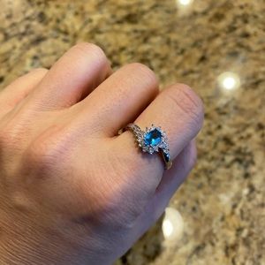 Beautiful Silver Oval Turquoise Surrounded by CZ’s